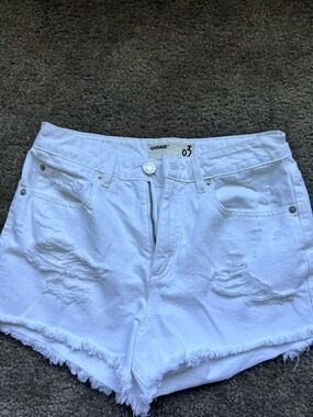 Garage White Distressed High-Rise Jean Shorts